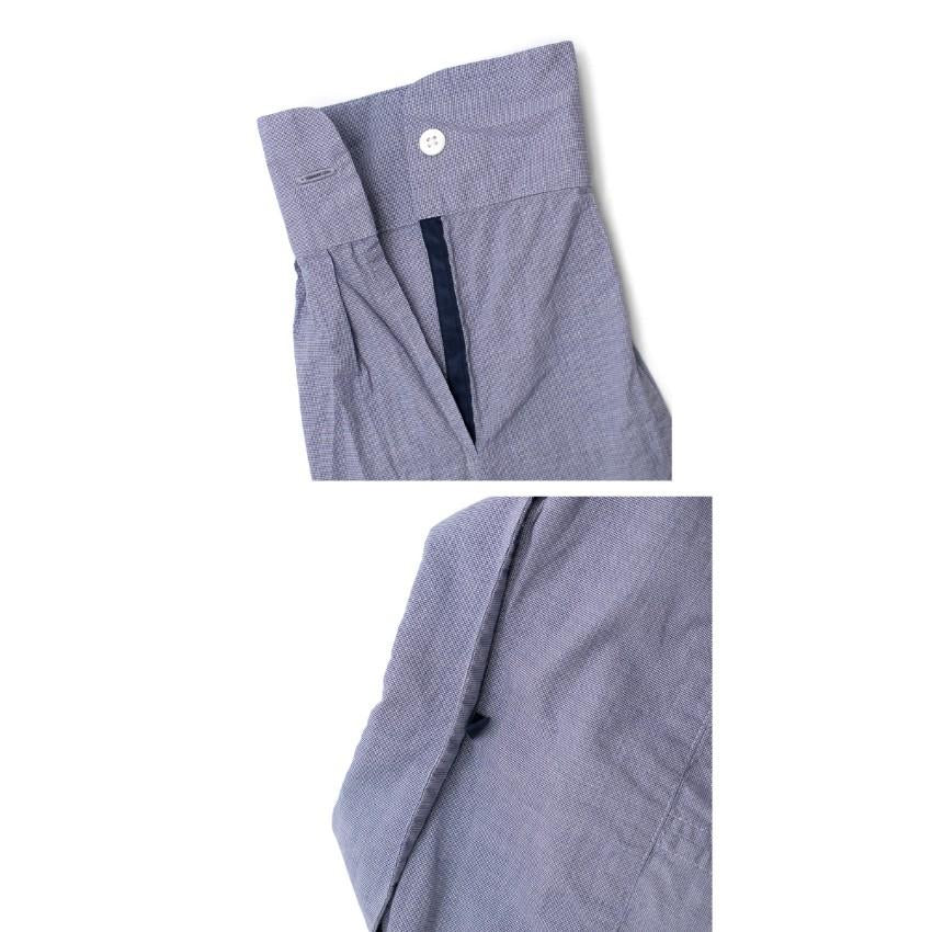 Adam Lippes Blue Houndstooth Check Shirt Dress