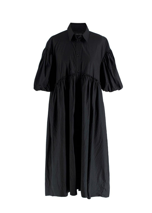 Simone Rocha Black Cotton Poplin Midi Dress