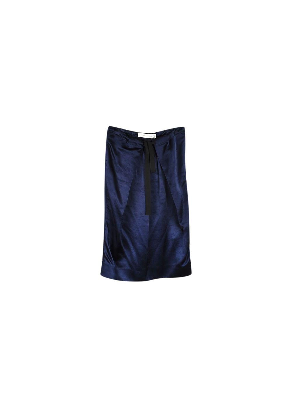 Blue satin drawstring waist skirtr