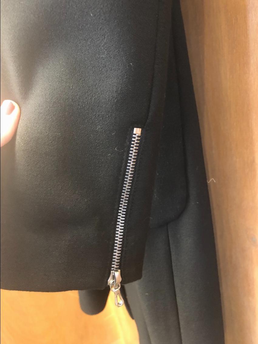 Armani Jeans Single Breasted Black Zip Detail Coat