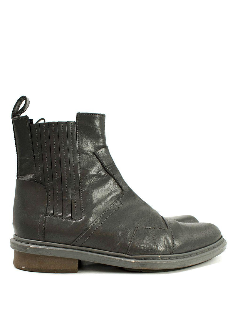 Balenciaga Grey Distressed Leather Chelsea Boots