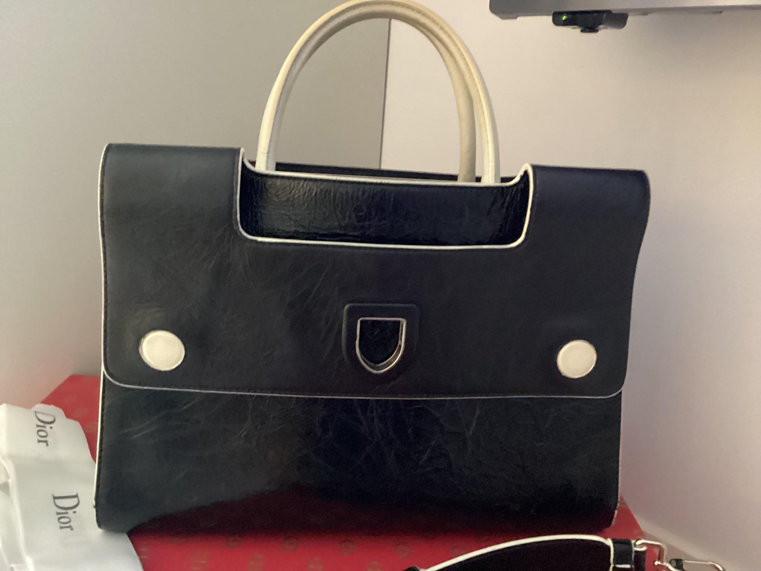 Crinkled Black Lambskin Diorever Bag