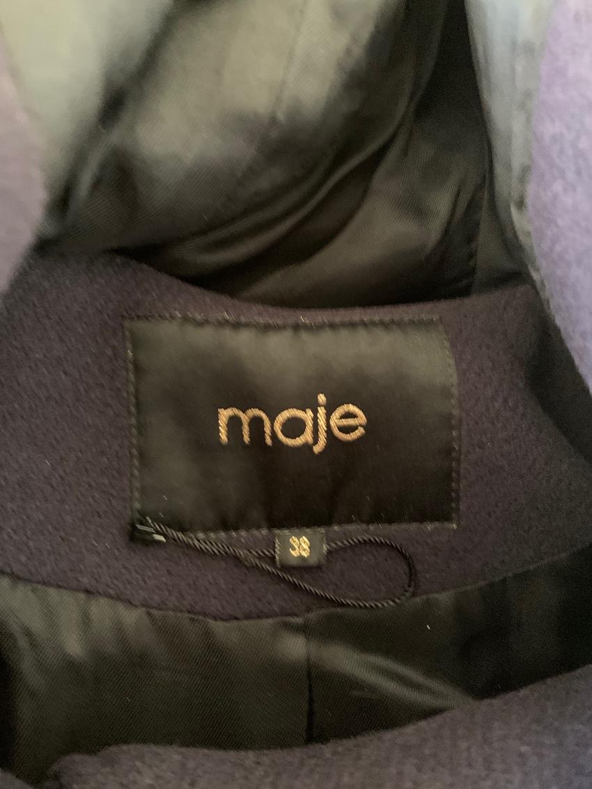 Maje Hooded Jacket W/ Leather Sleeves