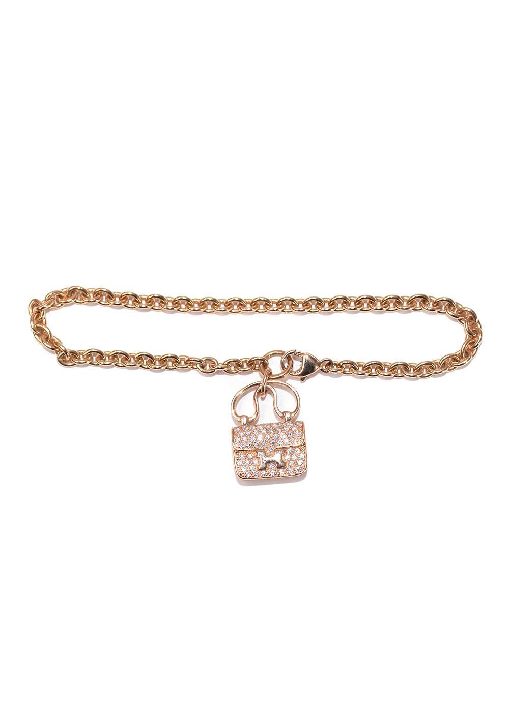 Hermes 18K Rose Gold Diamond Constance Amulettes Bracelet