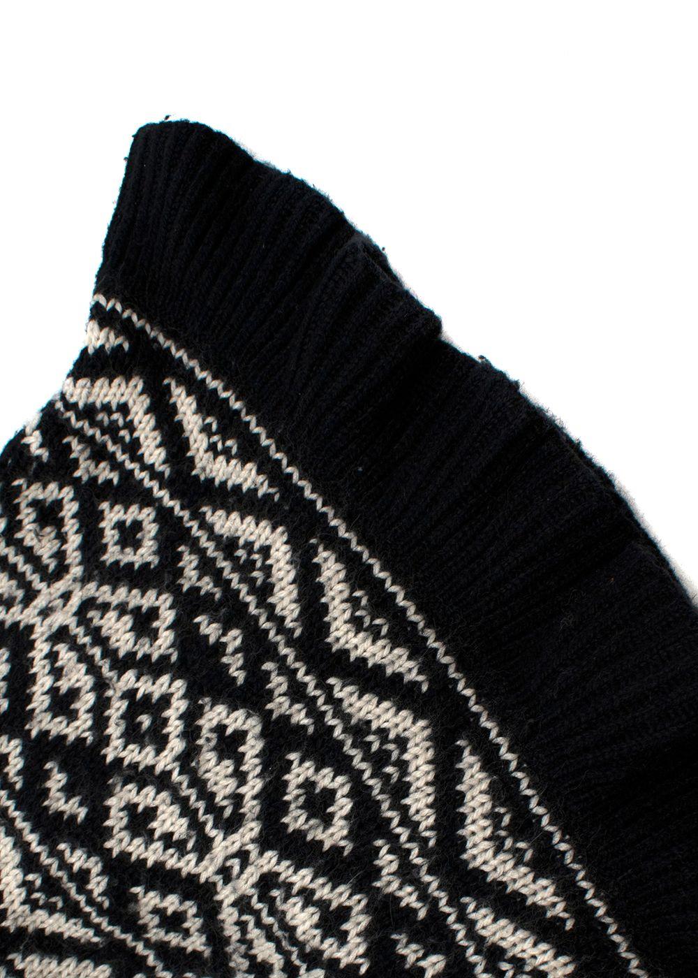 Kids 6Y Cream and Blue Intarsia Wool Jumper Dress