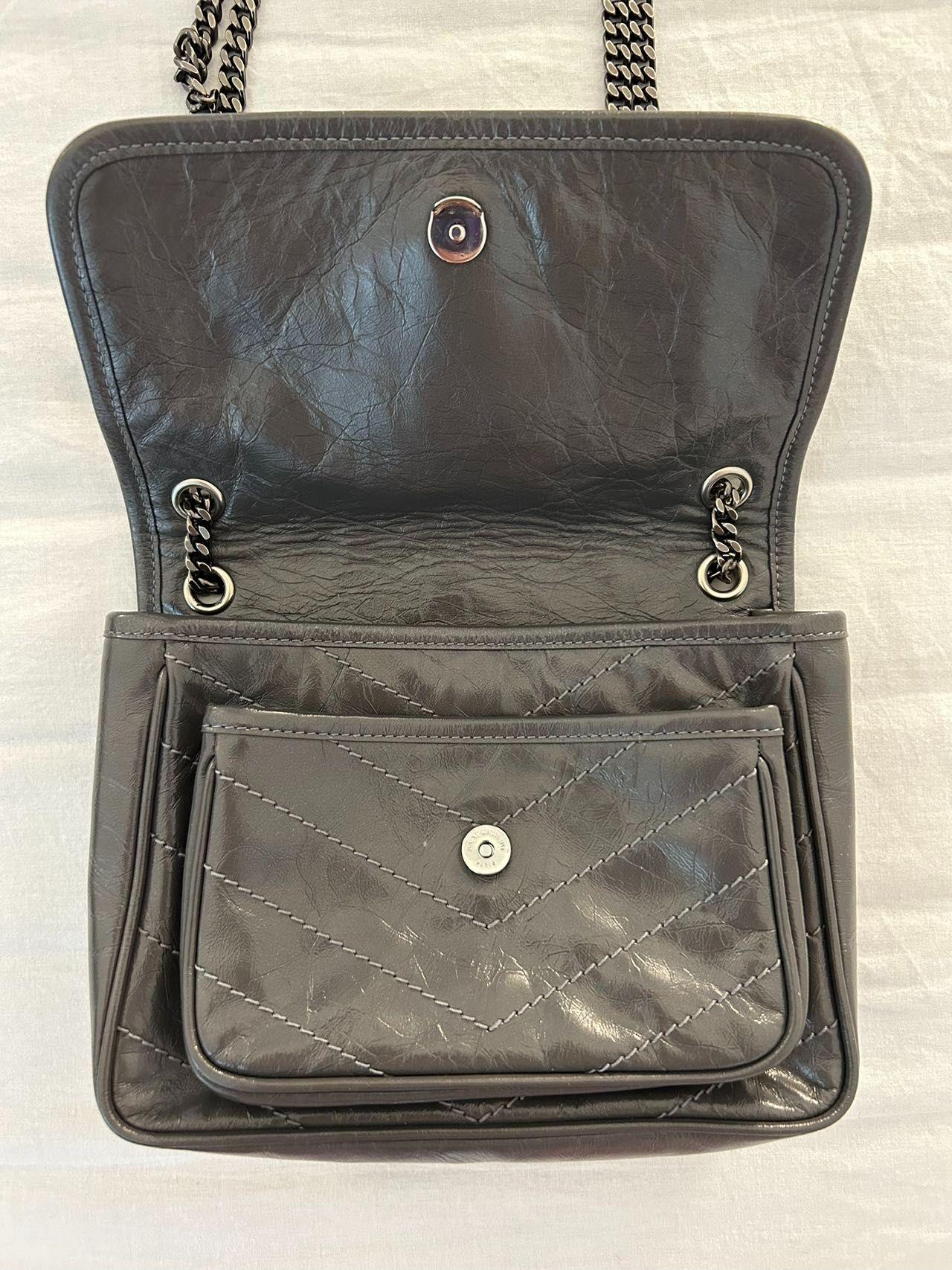 Saint Laurent Charcoal Grey Niki Crossbody Bag