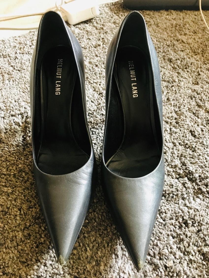 Helmut Lang Leather Pewter Pumps