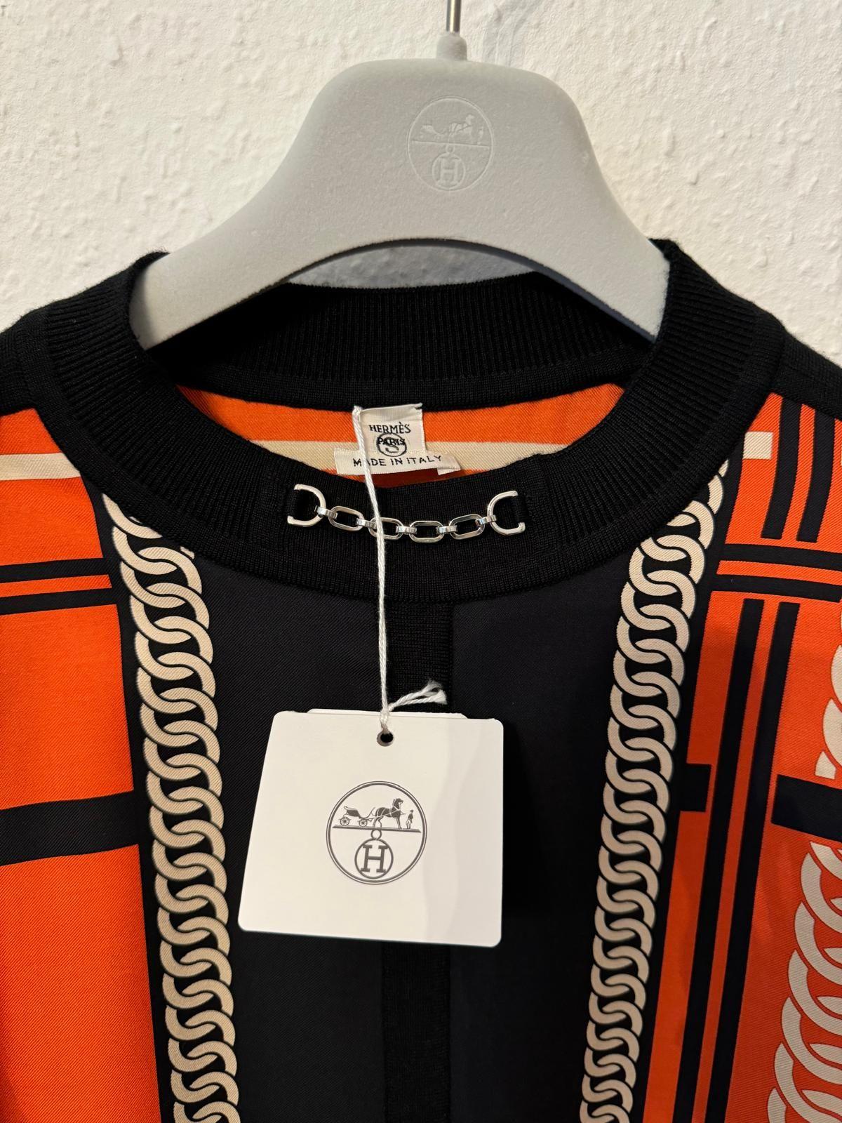 Hermes Orange Silk and Cashmere Blend Twillaine Jumper Dress