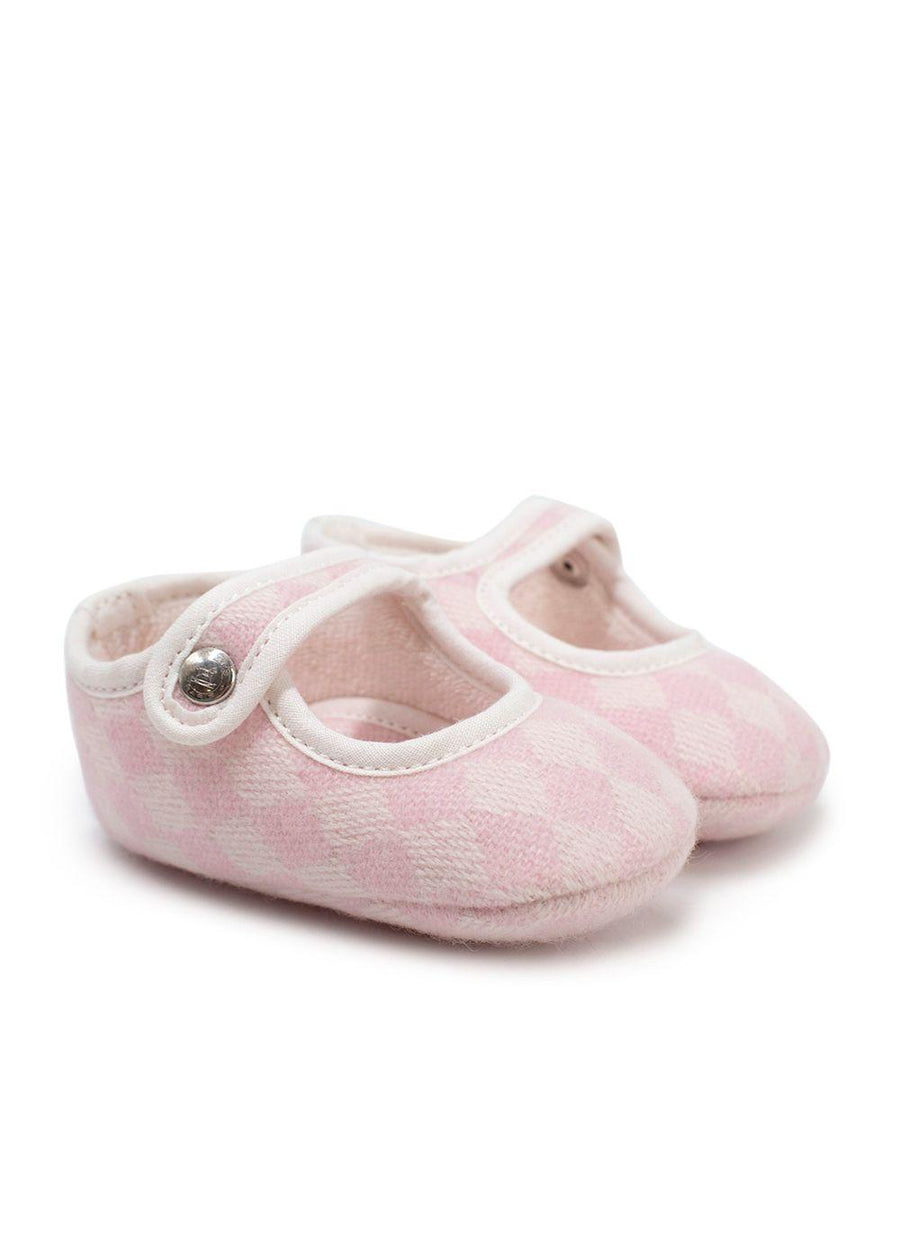 Hermes Pink Chequered Baby Booties
