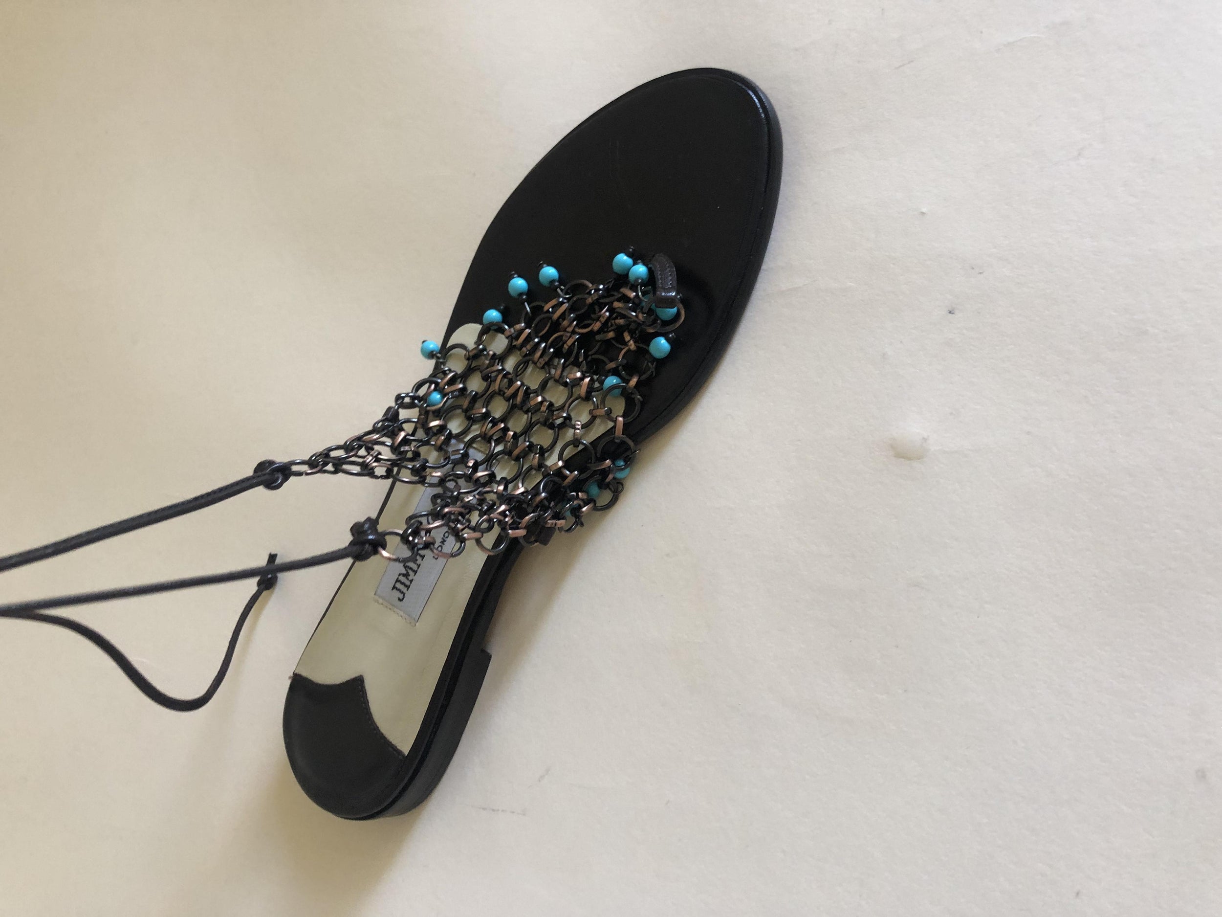Jimmy Choo beaded mesh lace-up sandals