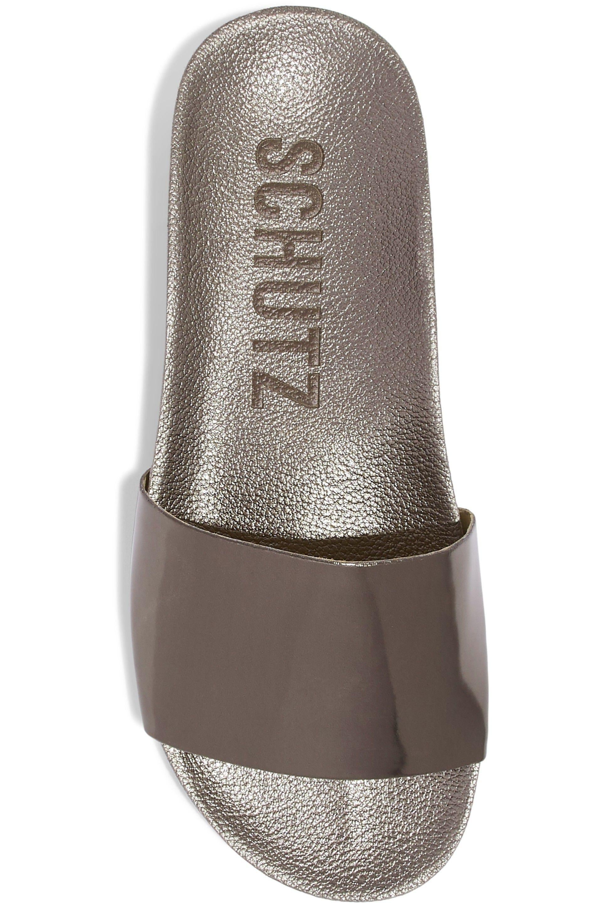Schutz Camilis mirrored-leather slides