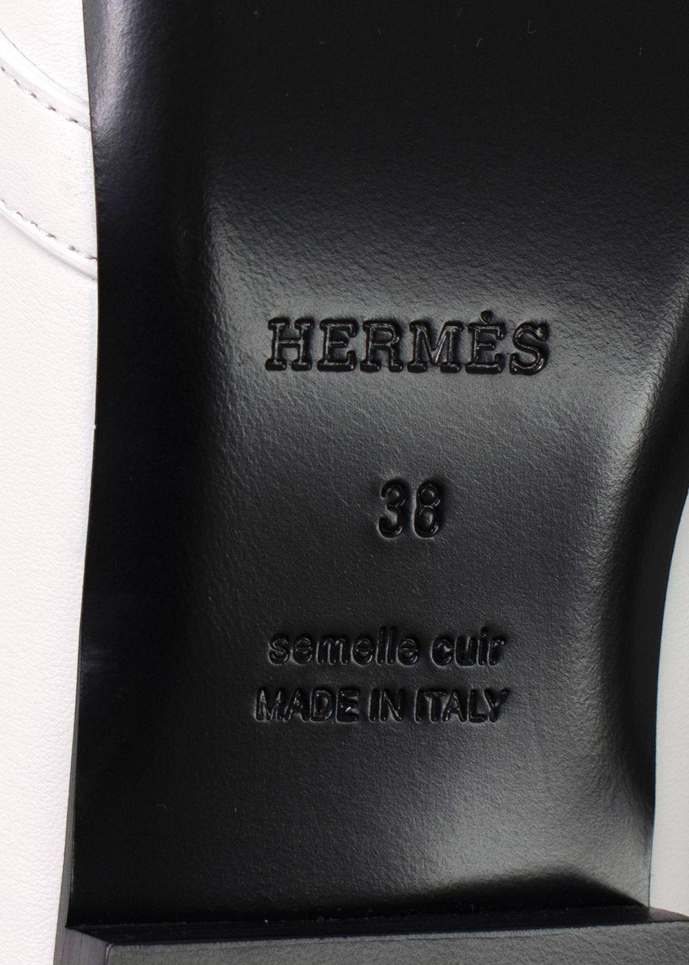 Hermes White Calfskin Oz Mules