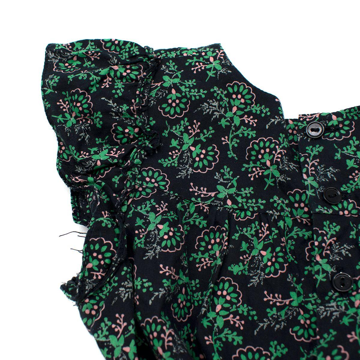 Black & Green Leaf Print Cotton Tunic Dress