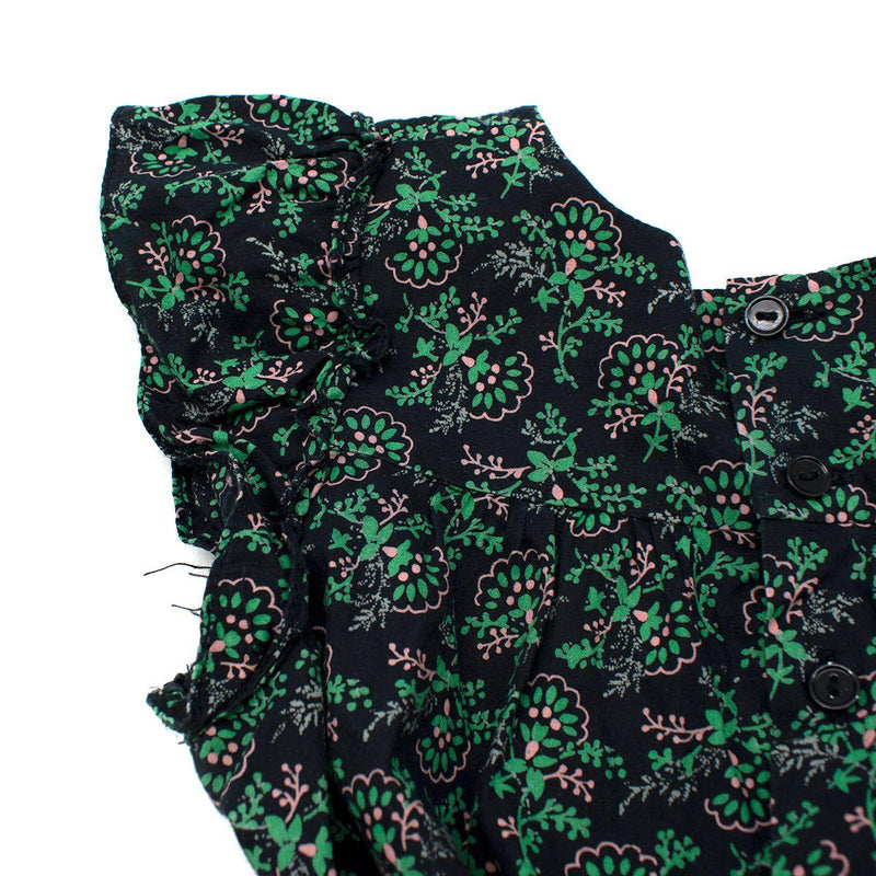 Black & Green Leaf Print Cotton Tunic Dress