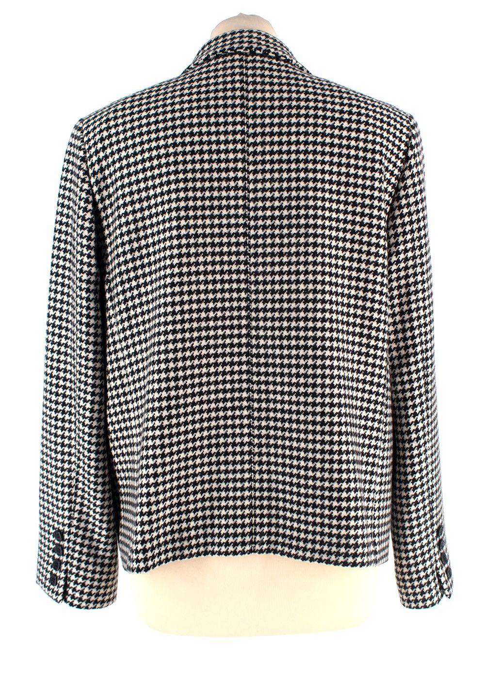MaxMara Black And White Houndstooth Single Breasted Wool Blazer