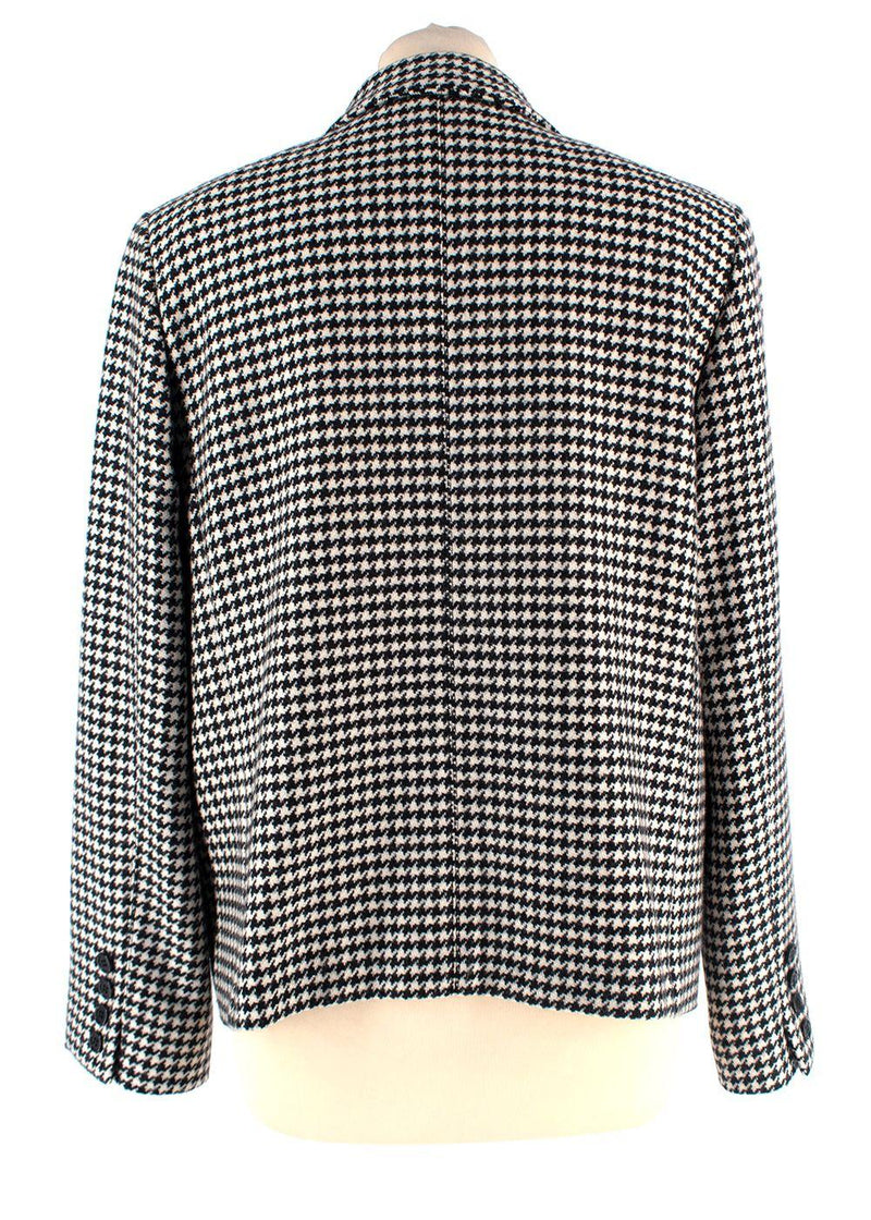 MaxMara Black And White Houndstooth Single Breasted Wool Blazer