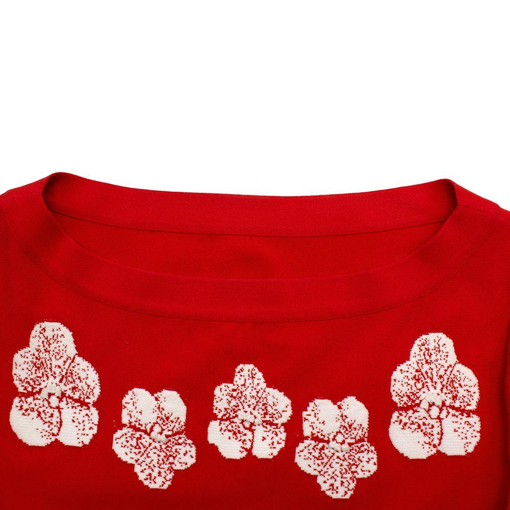 Floral Red Stretch Knit Skater Dress