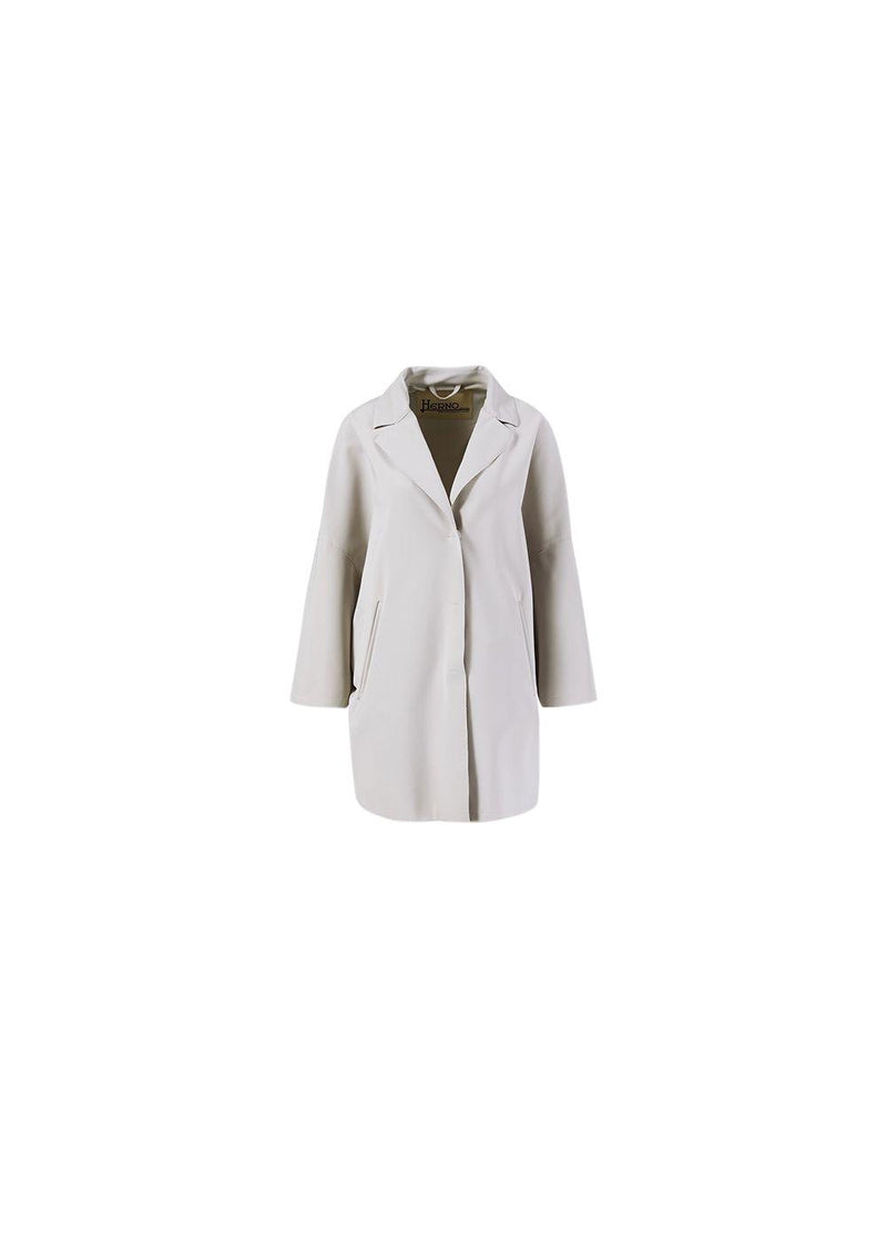 beige cotton-blend gabardine car coat