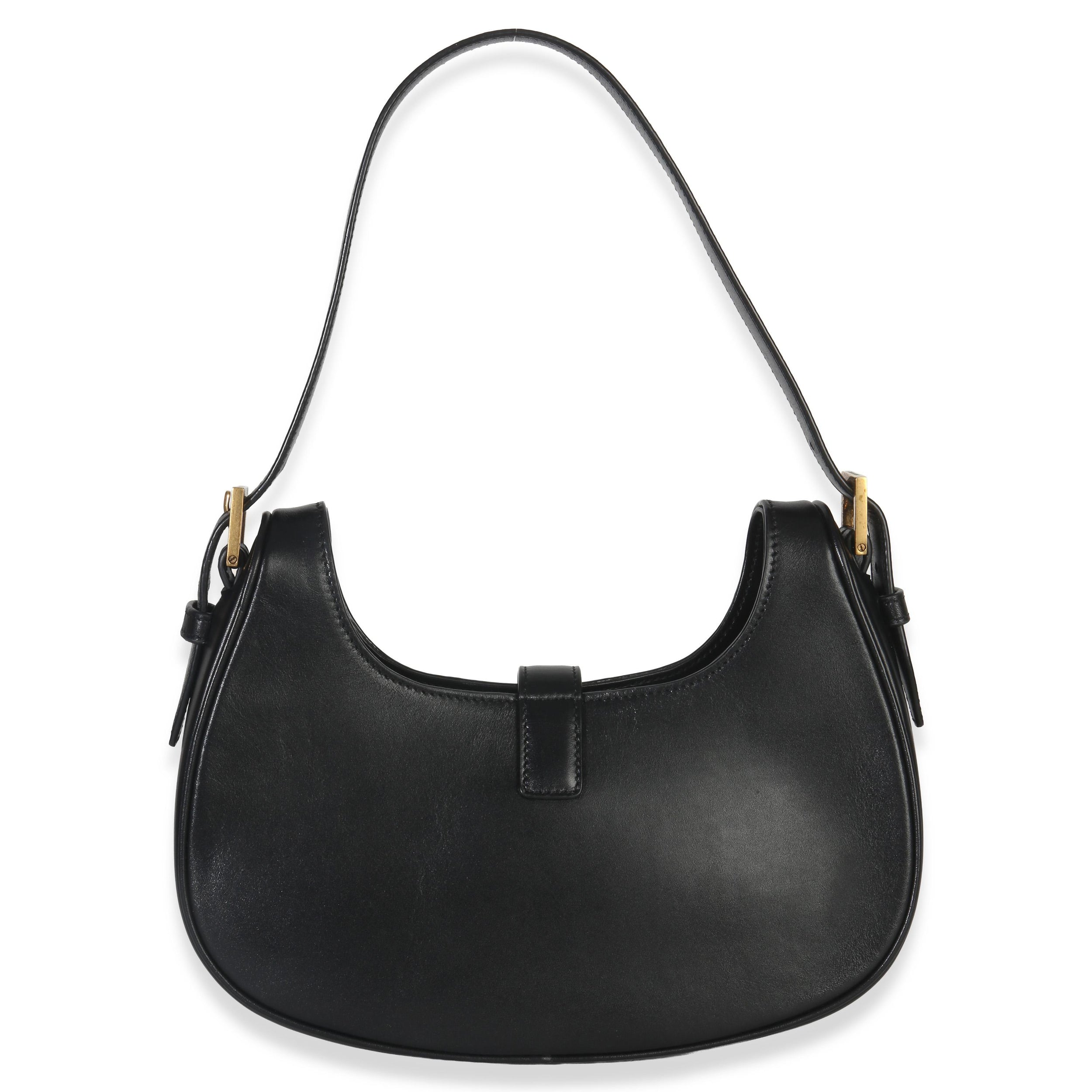 Saint Laurent Smooth Black Calfskin Le Fermoir Hobo