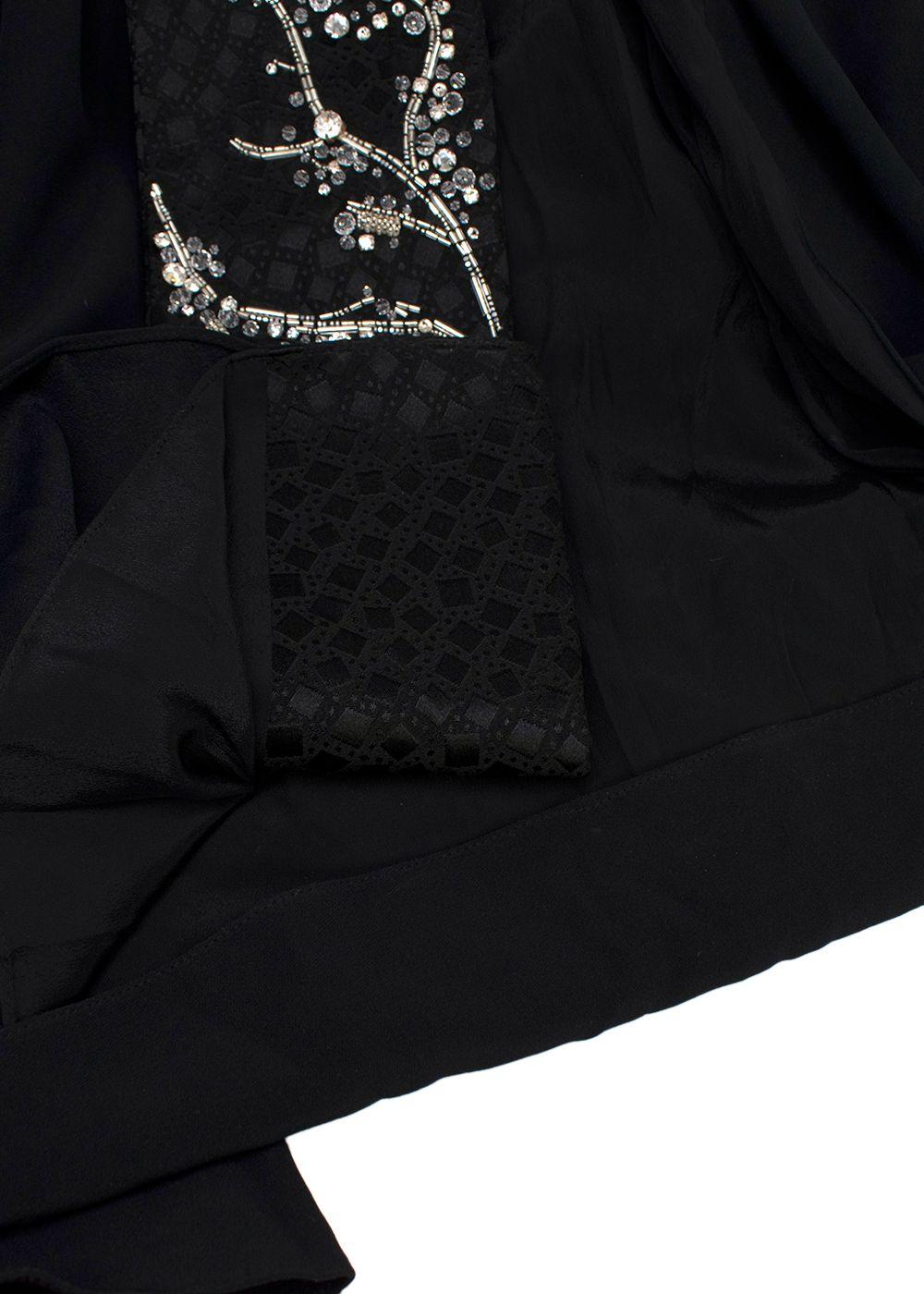 Alexander McQueen Crystal Embellished Black Draped Sleeve Gown