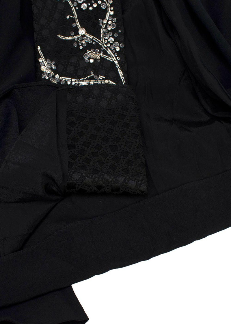 Alexander McQueen Crystal Embellished Black Draped Sleeve Gown