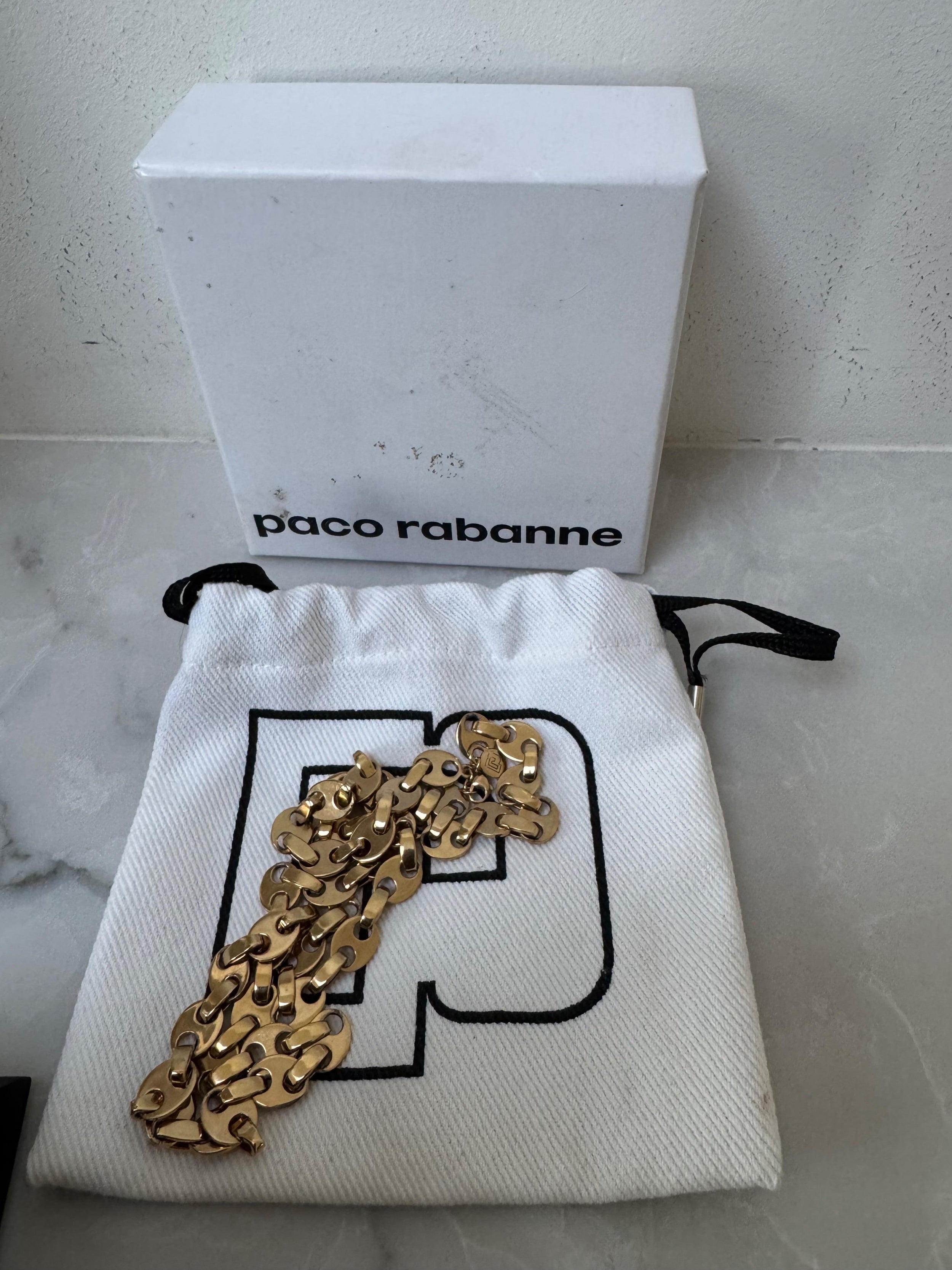 Paco Rabanne Gold Tone Nano Chain Necklace