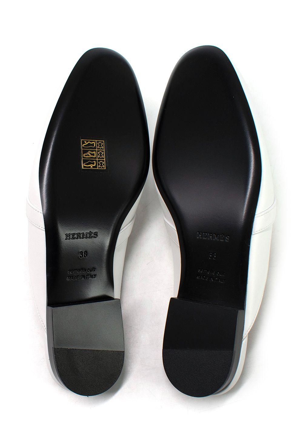Hermes White Calfskin Oz Mules
