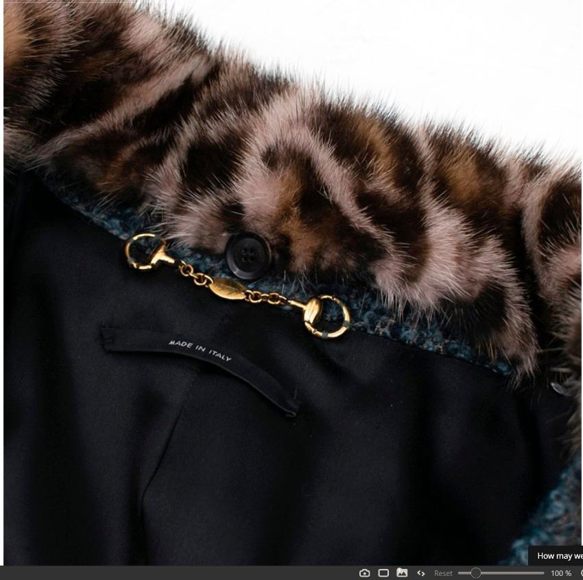 Gucci Green Alpaca & Wool Tweed Suit with Removable Mink Fur Collar