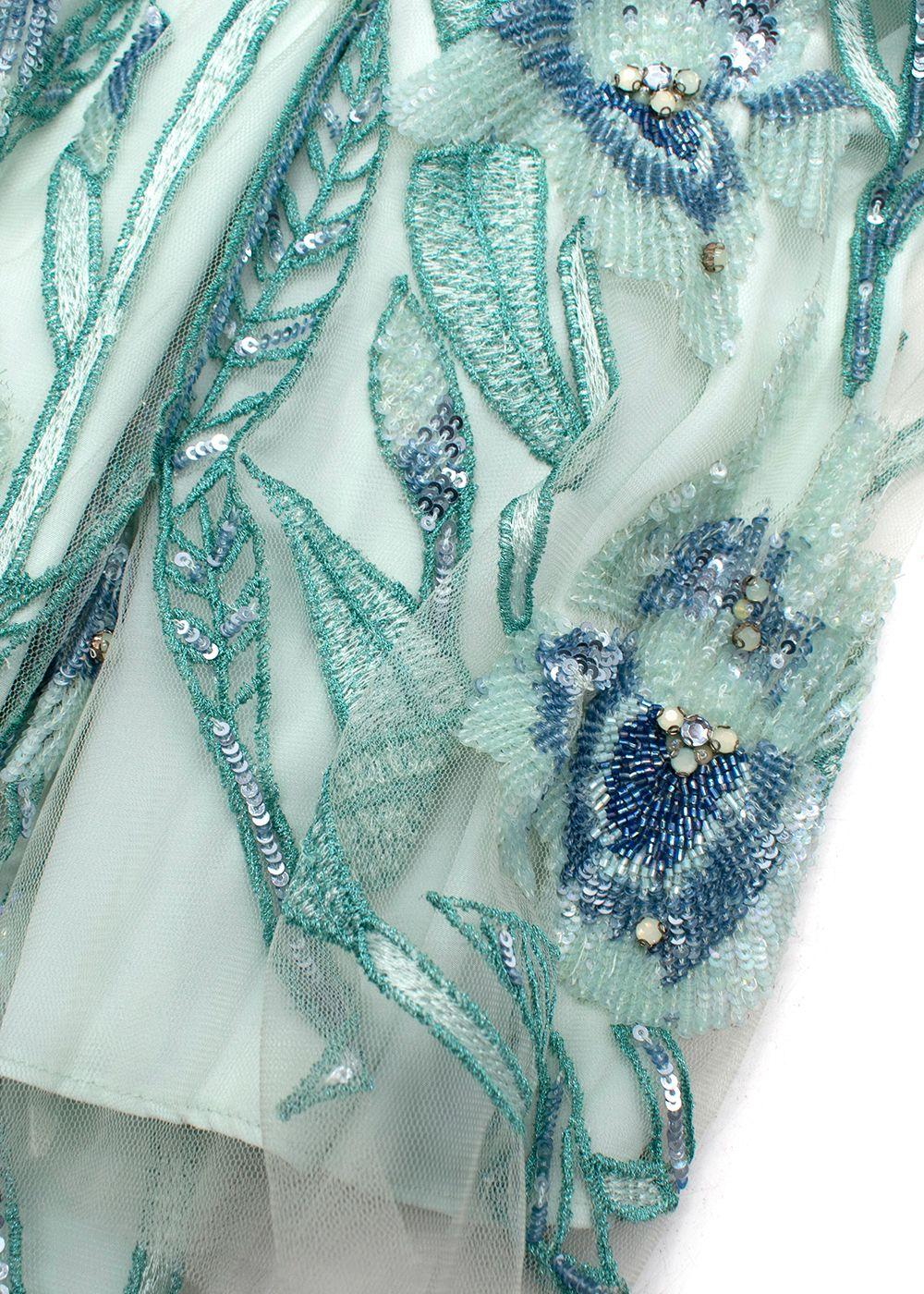 Marchesa Notte Aquamarine Sequin Embellished Mini Dress