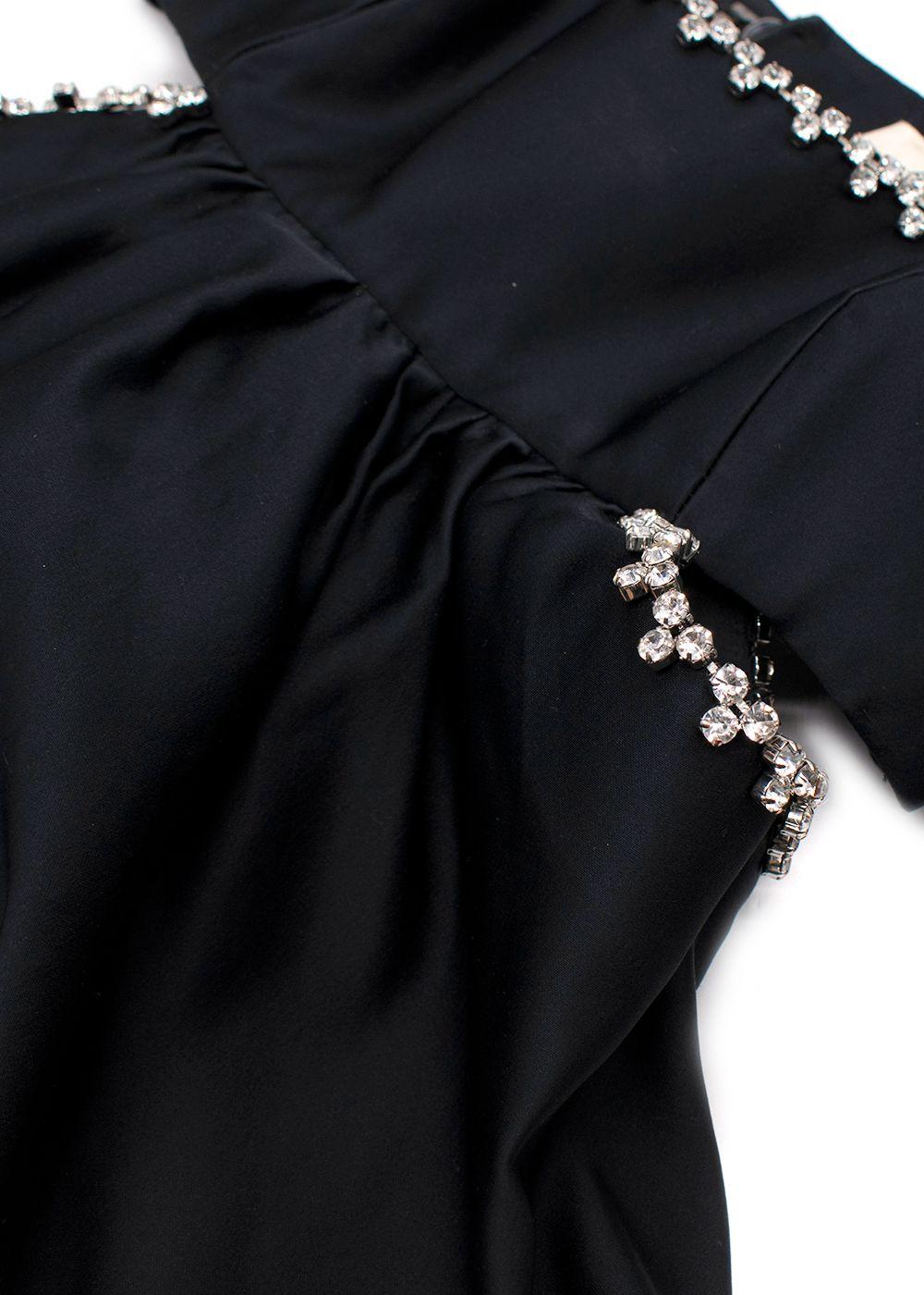 Area Puff-Sleeved Cut-Out Embellished Flared Mini Dress