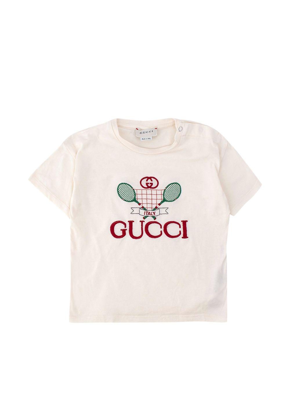 Gucci Cream Tennis Logo T-Shirt 12/18months