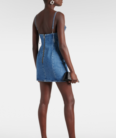 Area Crystal-Embellished Denim Minidress