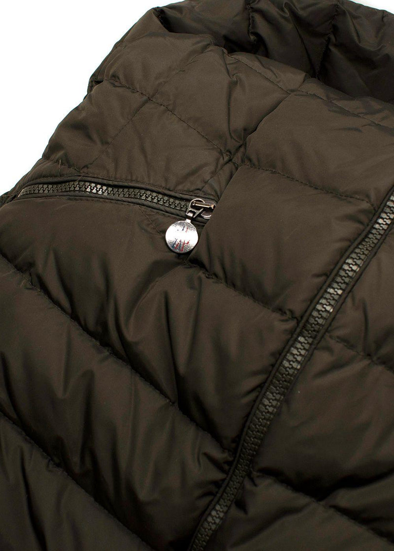 Moncler Khaki Longline Flammette Puffer Coat