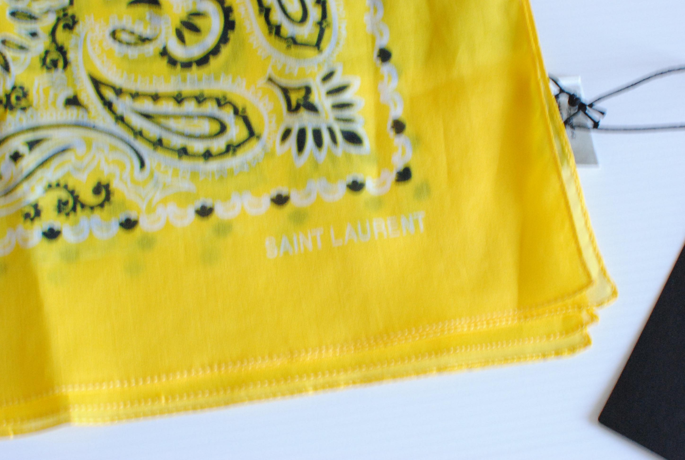 Saint Laurent Yellow Cotton Bandana Scarf