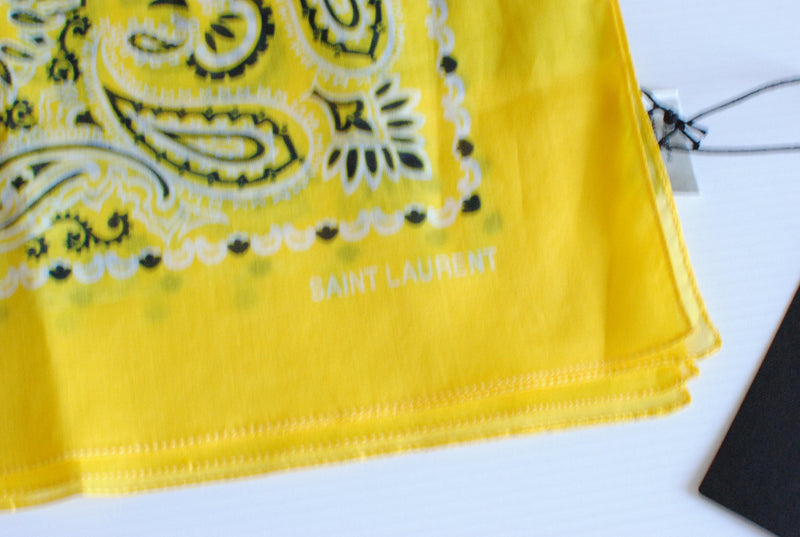 Saint Laurent Yellow Cotton Bandana Scarf