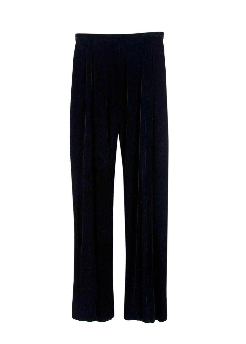 Saint Laurent Edition Soir Black Velvet Wide Leg Trousers