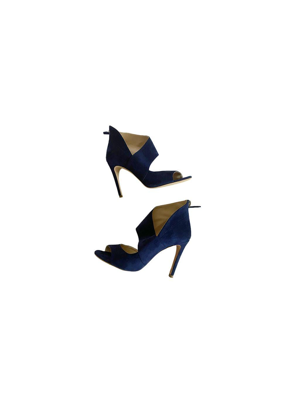 Navy Cutout Suede Pumps