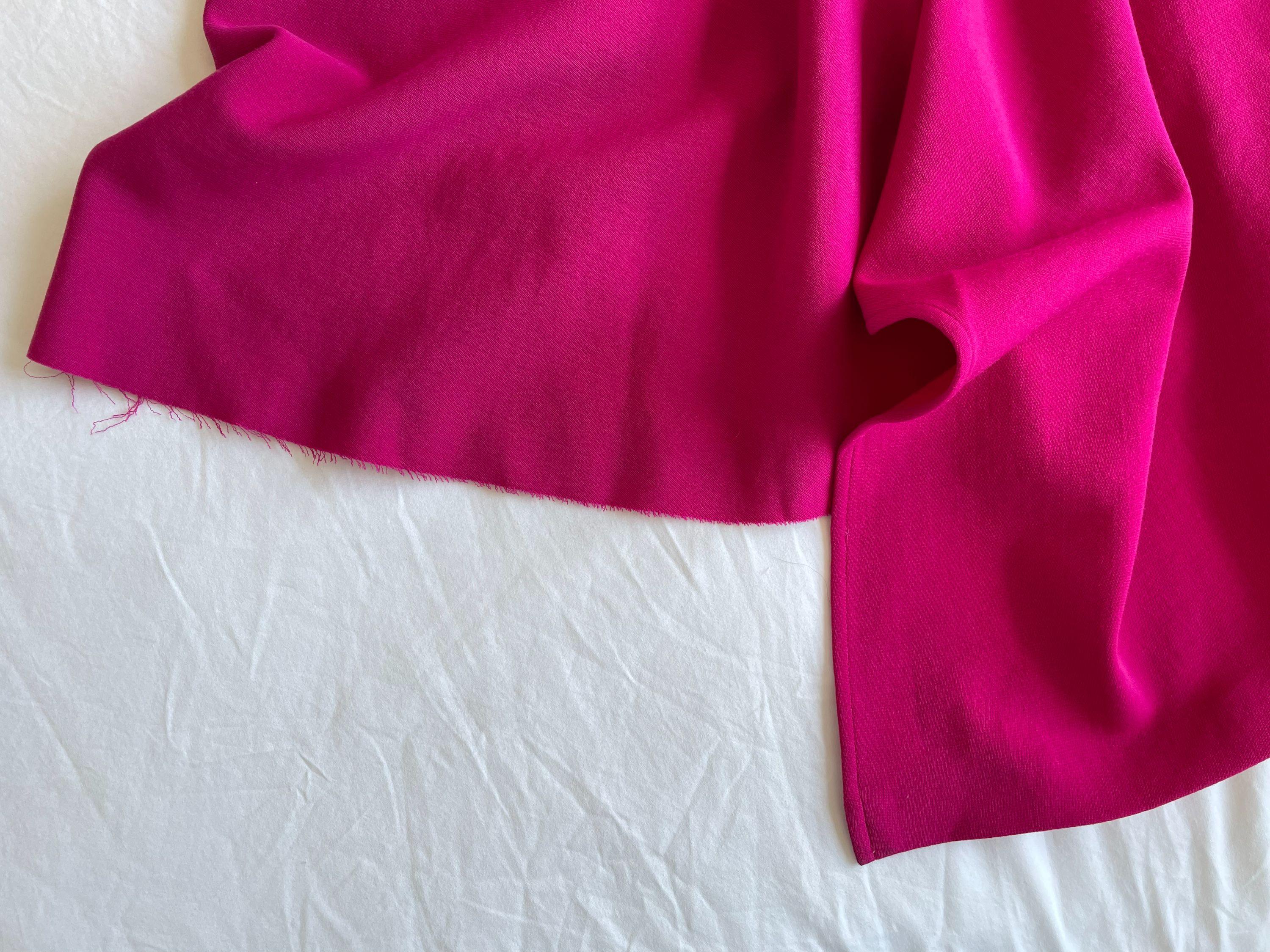 Fuchsia Wool Blend Asymmetric Midi Skirt