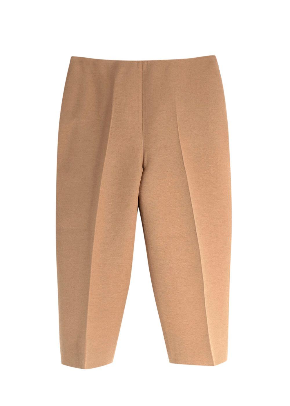 Valentino Wool Mock Neck Long Sleeve Camel Brown Top and Trouser Set