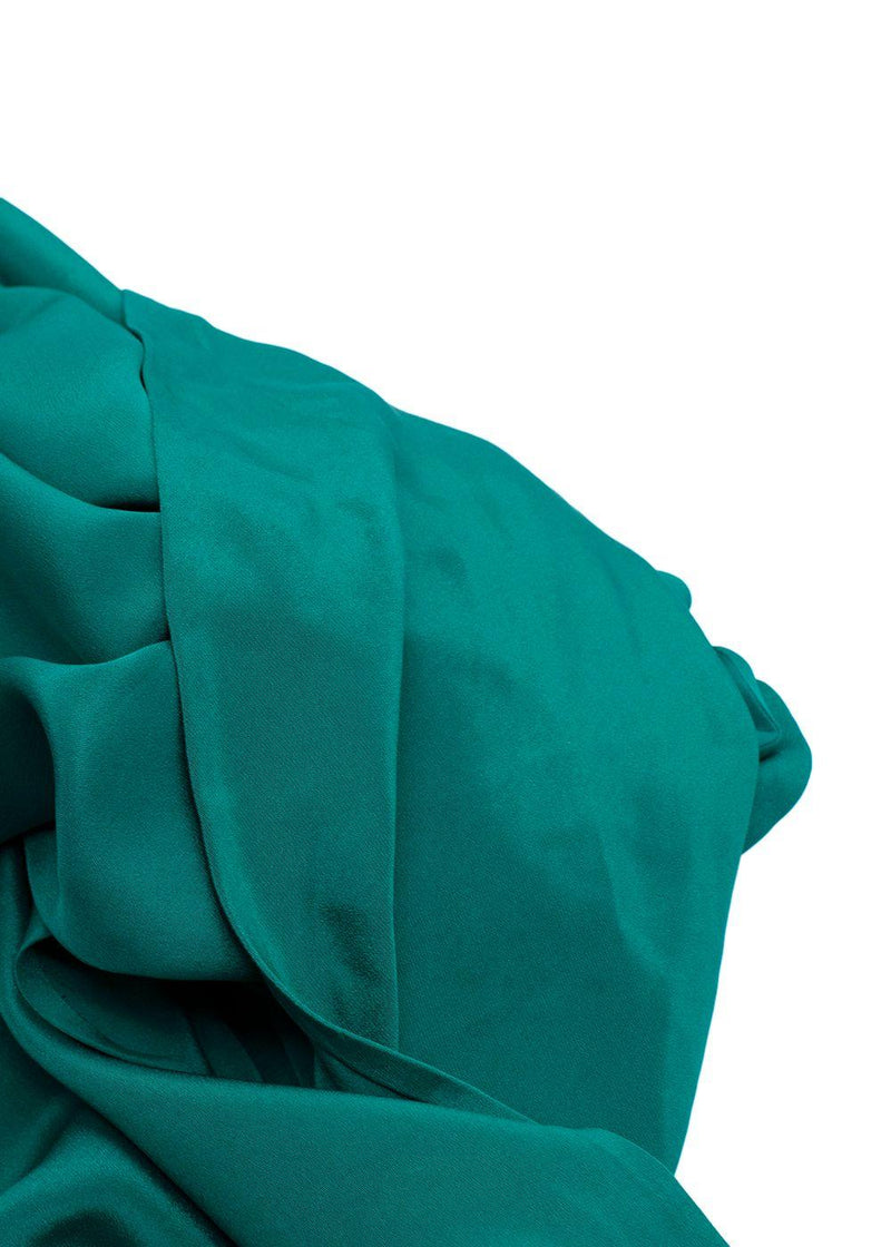 Bruce Oldfield Green Bandeau Asymmetric Silk Dress