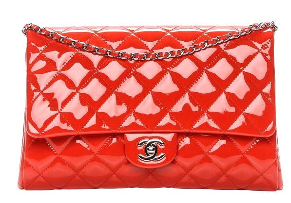 Chanel Red Patent Leather Clutch on Chain