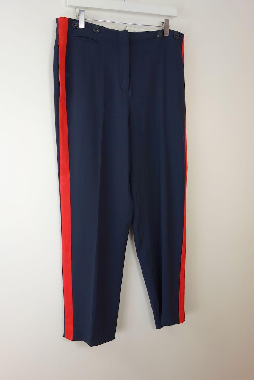 Navy Tailored Trousers with Red Side Stripe