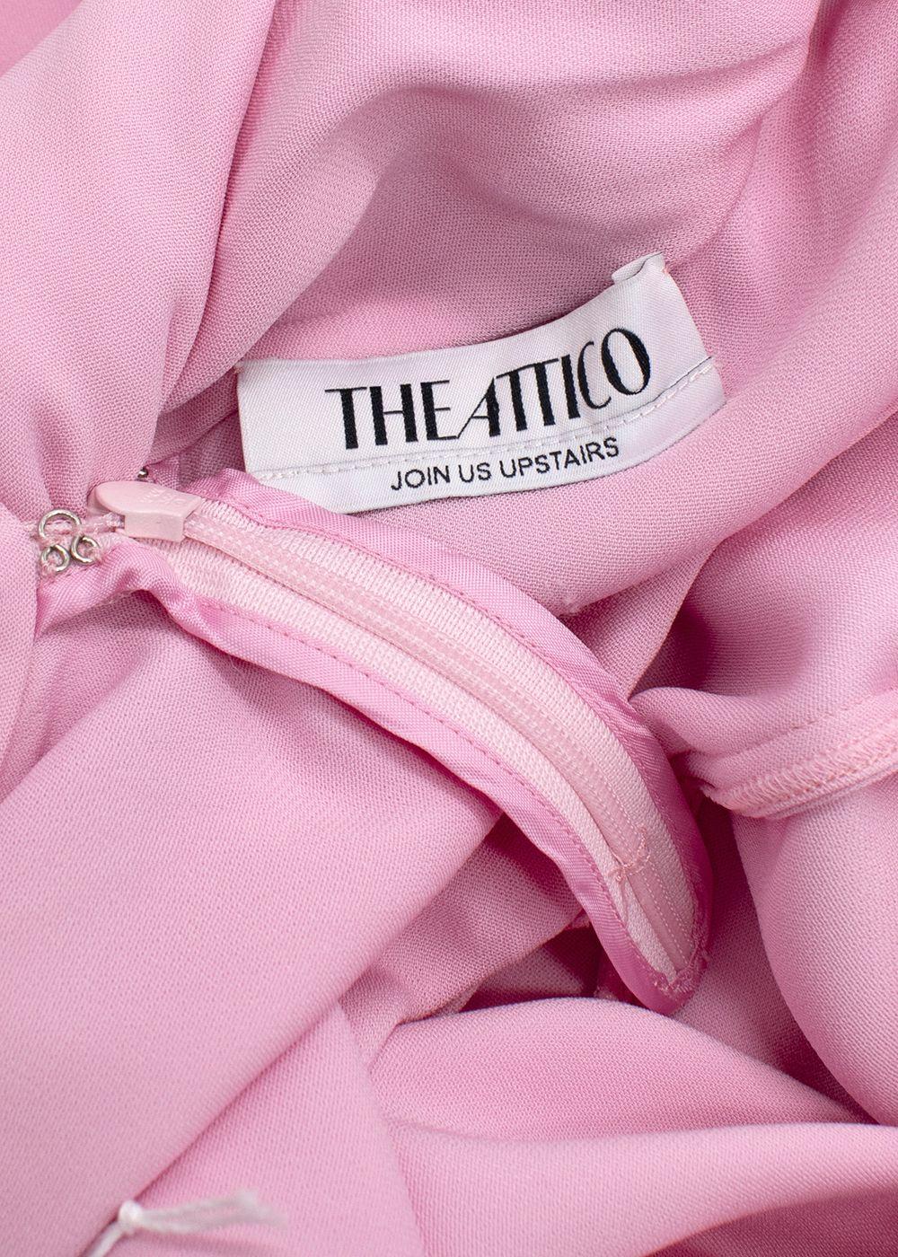 The Attico “Becky” Cutout Woven Mini Dress in Bubblegum Pink