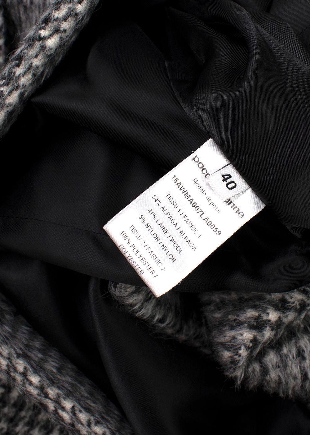 Paco Rabanne Grey Alpaca Blend Houndstooth Coat