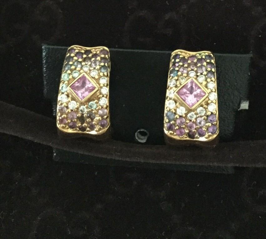 Links of London Pink Sapphire & Diamond Yellow Gold Earrings