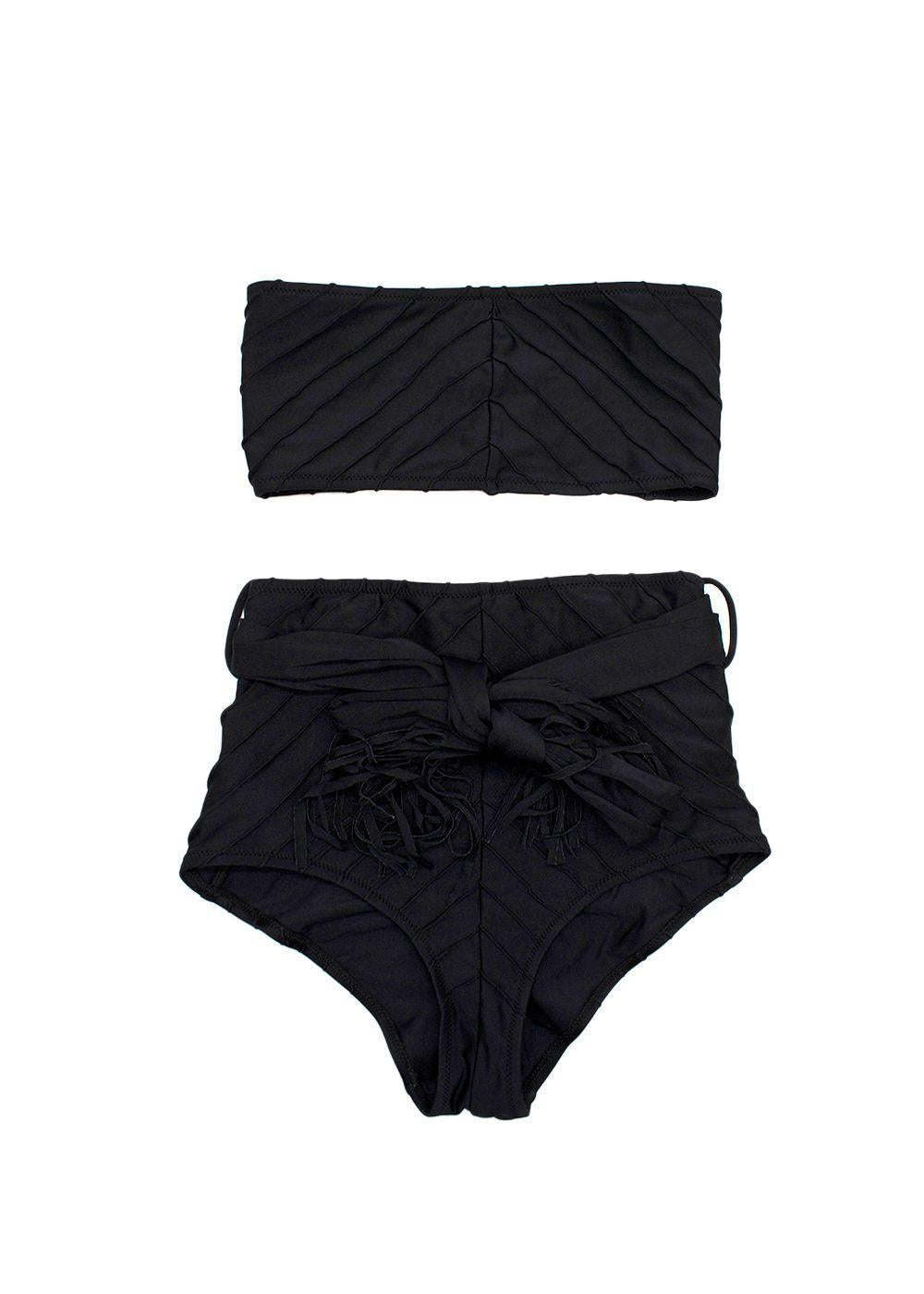 Shani Shemer Black High Waisted Bikini and Bandeau Set