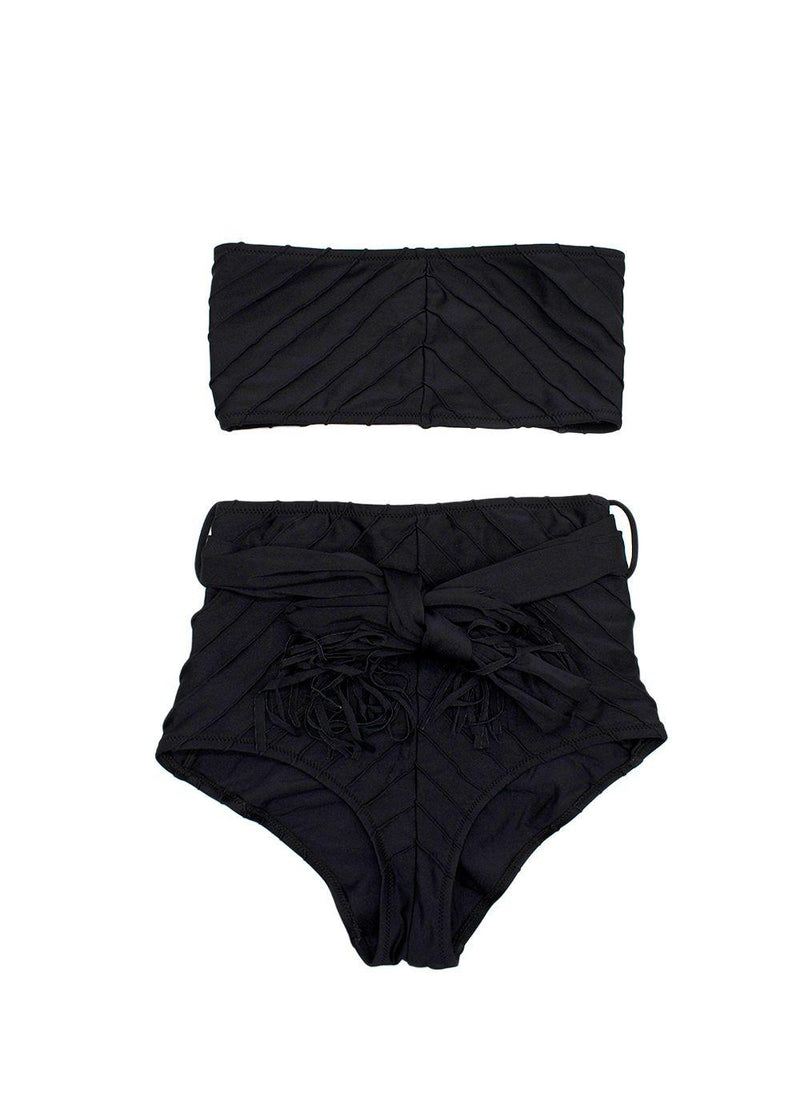 Shani Shemer Black High Waisted Bikini and Bandeau Set