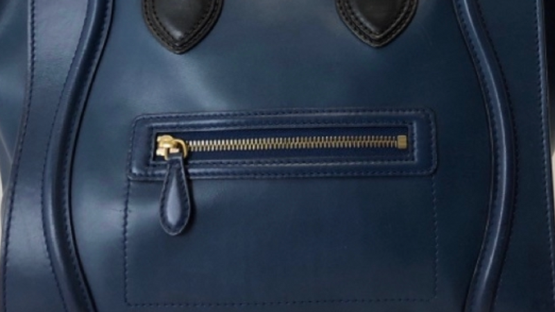 Blue Leather Mini Luggage Tote
