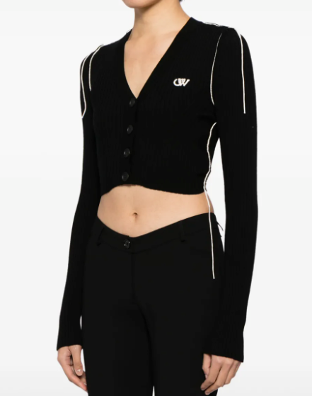 Off-White Ow Logo V-neck Cardigan