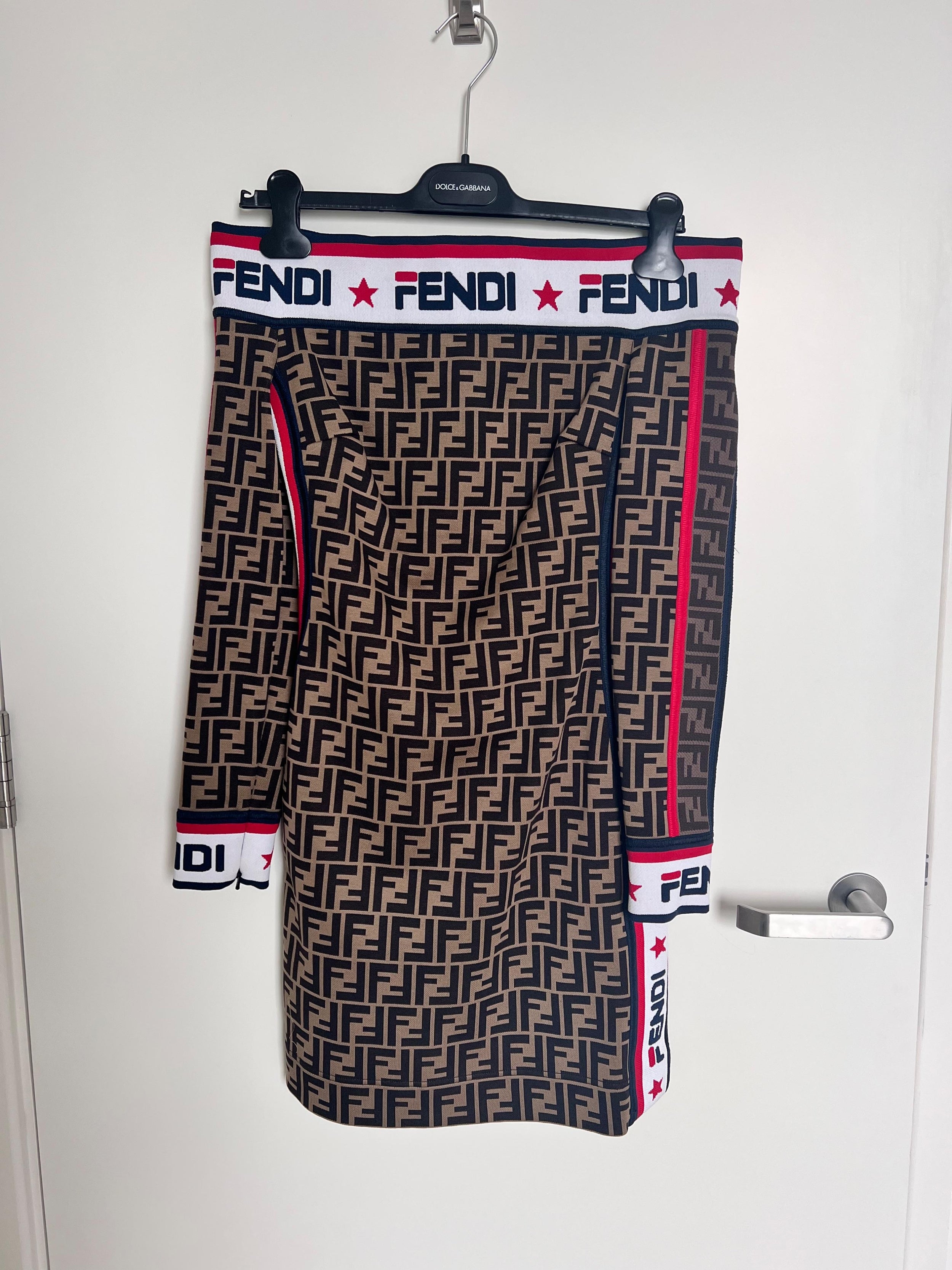 Fendi x Fila Bardot Monogram Midi Dress